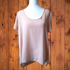 Express Women's Large Light Pink Keyhole Back Lightweight Hi Low Hem Blouse